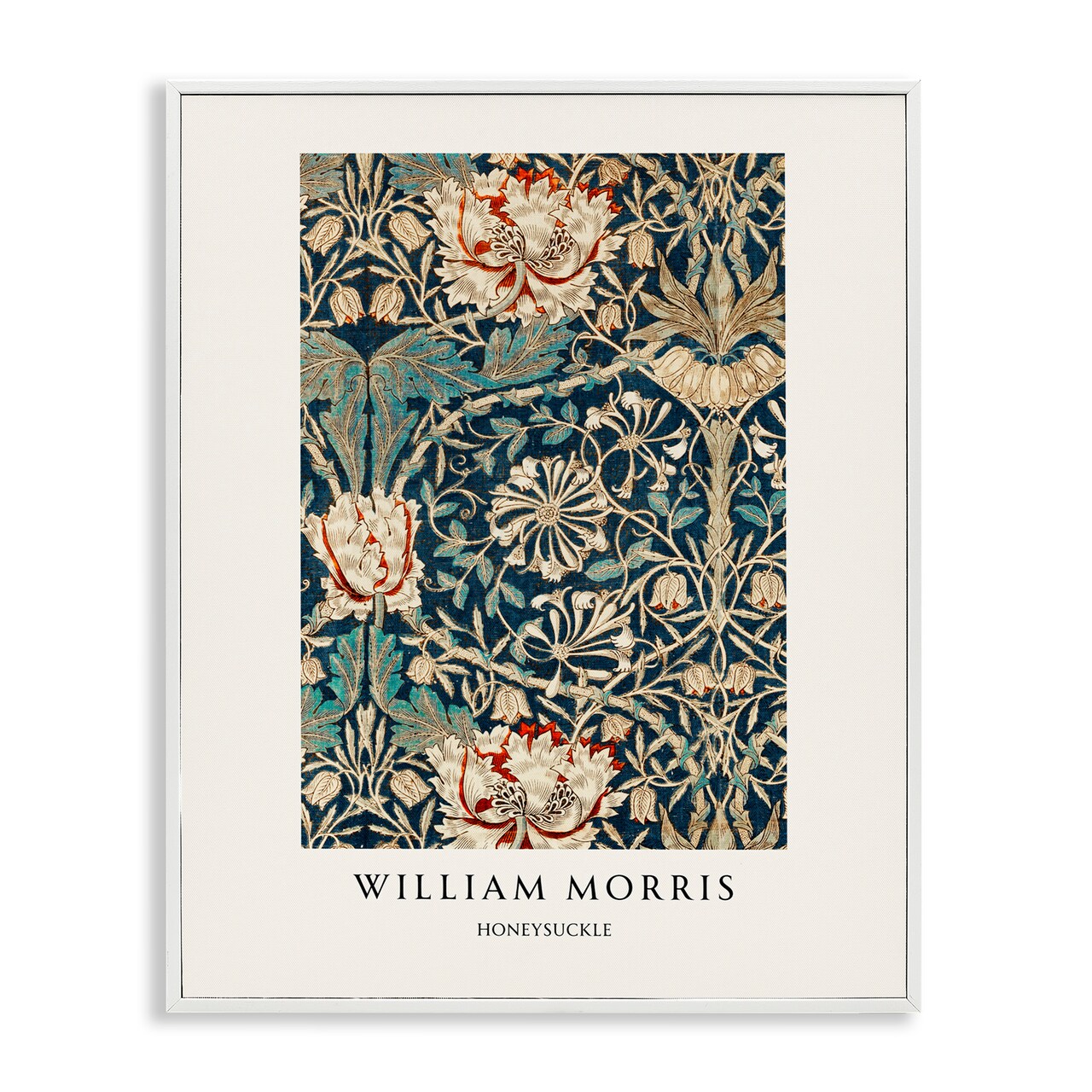 Stupell Industries William Morris Honeysuckle Pattern Black Framed Giclee Art, design by Vintage Hustle